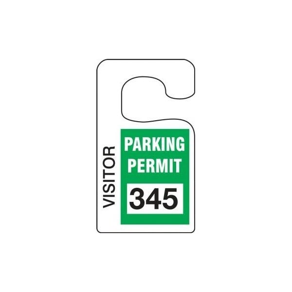 Accuform Parking Permit Tag, EMPLOYEE PARKING PERMIT Numbered 300-399, Purple, 5in x 3in, 100PK TNT268PRD - main